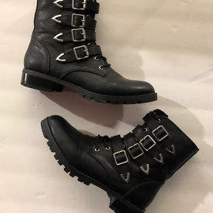 Black Tildon vegan faux leather combat boot
